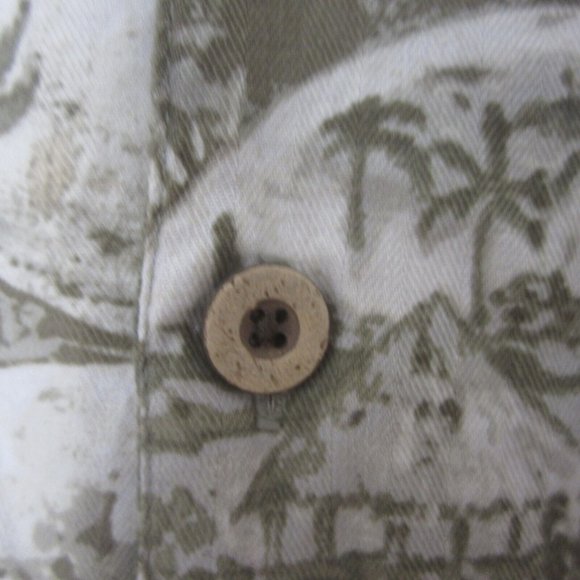Caribbean Joe vtg Men Hawaiian camp shirt p2p 24 L aloha luau tropical monochrom - Picture 5 of 8